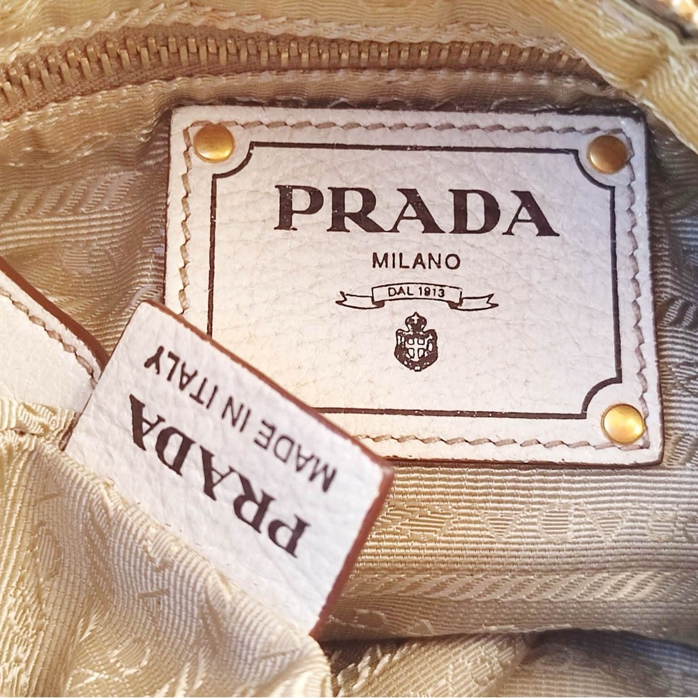 Prada White Leather Shoulder Bag with Gold Chain - Picture 10 of 11